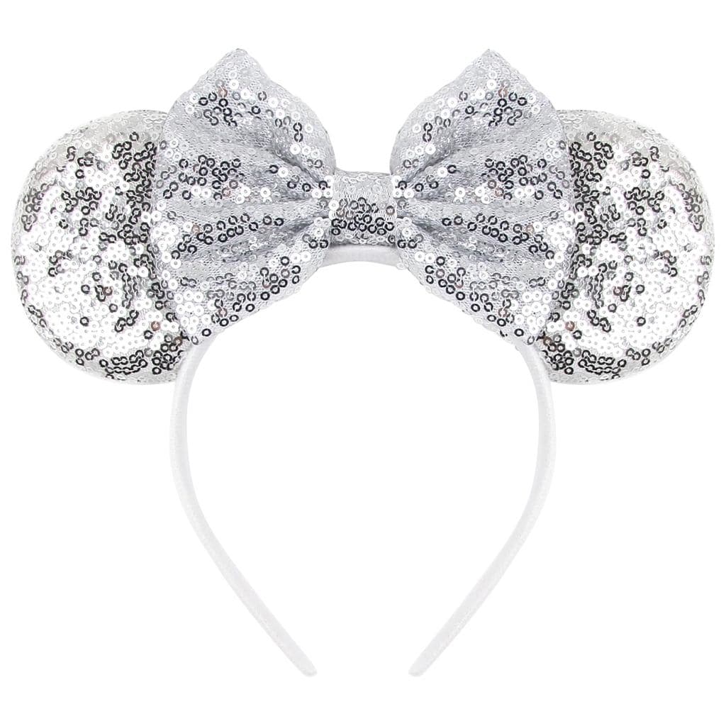 Tiara de Orelhas de Rato para Mulheres, Laço de Cabelo de Veludo Branco, Acessório de Cabelo para Meninas e Meninos - Fa