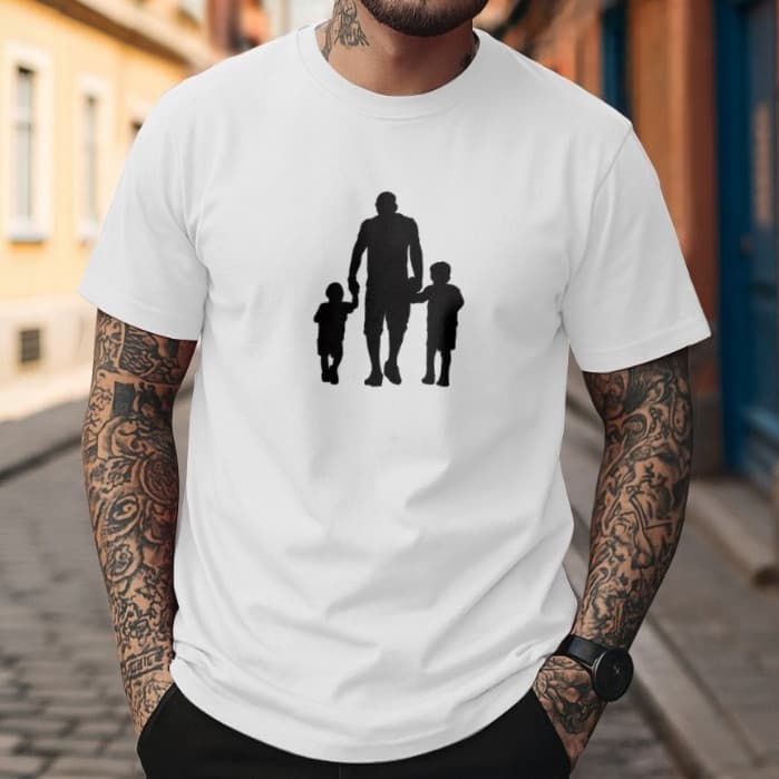 Camiseta Básica Blusa 100% Algodão Dia dos Pais Pai e Filhos Meninos