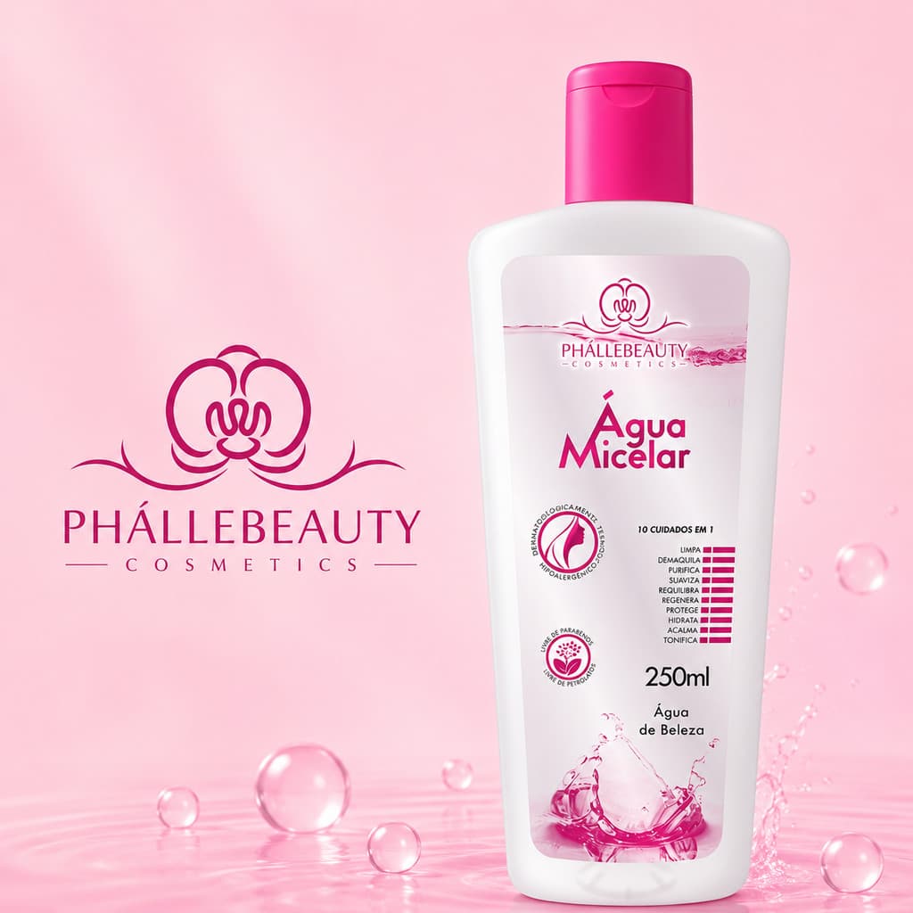 Água Micelar PhálleBeauty 250ml – Limpeza, Hidratação e Cuidado Completo para Sua Pele