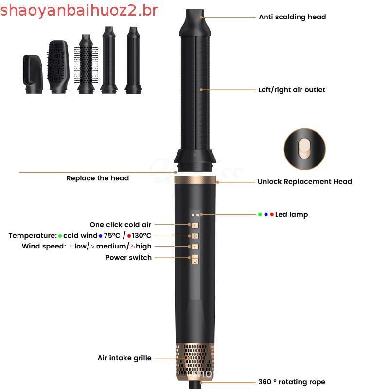 Escova Modeladora 5 Em 1 Escova Secadora 30mm Modelador De Cachos Automatico Escova Secadora E Alisadora