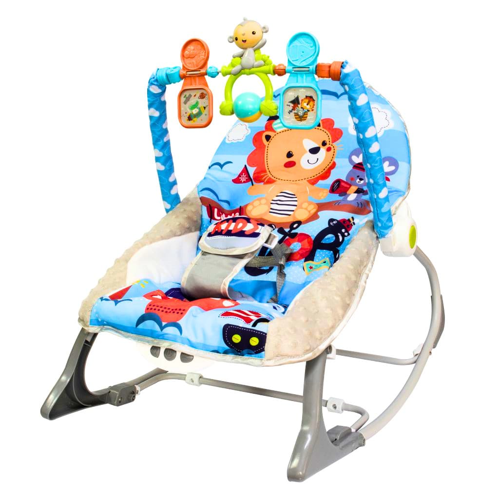 Cadeirinha Descanso Vibratória Para Bebe Musical Balanço Com Mobile Azul - Kababy