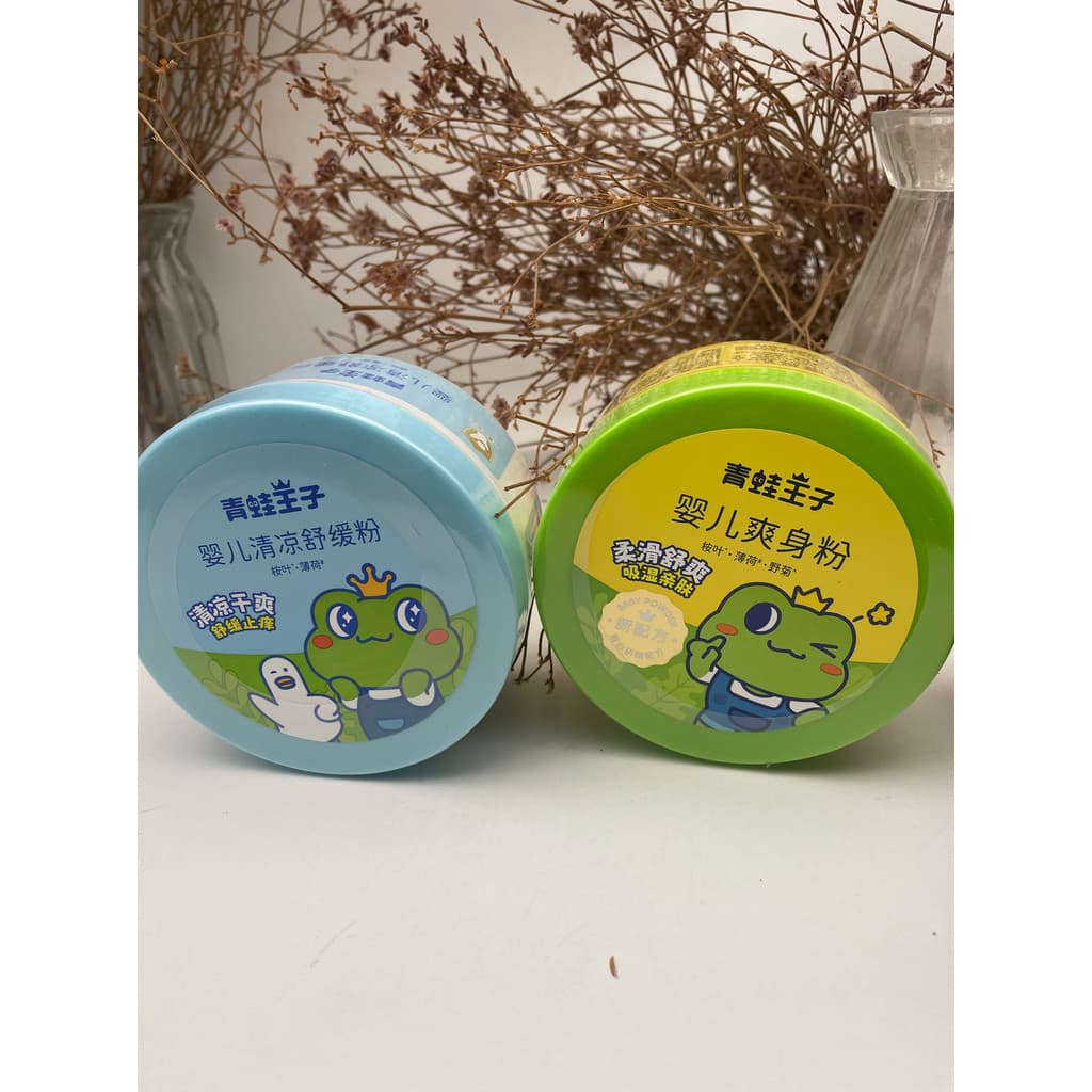 Sapo príncipe bebê refrescante talco em pó 140g crianças absorção de umidade seco bebê calmante Anti-coceira milho talco