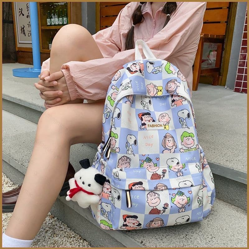 YT5 Snoopy Charlie Brown Mochila Para Mulheres Estudantes Grande Capacidade Moda Personalidade Multiuso Bolsas Femininas