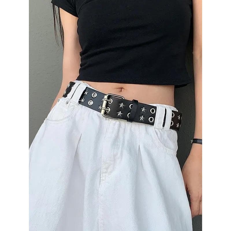 Design americano nicho rebite Punk cinto masculino estrela fivela de Metal cinto igual ao ins estilo calças cinto estilo