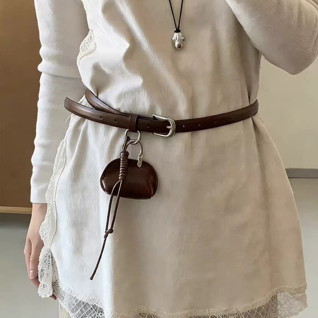 Retro americano High Street único cinto saco destacável pequeno saco pingente cinto forma côncava roupas acessórios de c