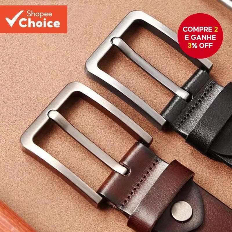 Cinto De Couro Genuíno Masculino Vintage – Alça De Vestido Casual Com Fivela Clássica
