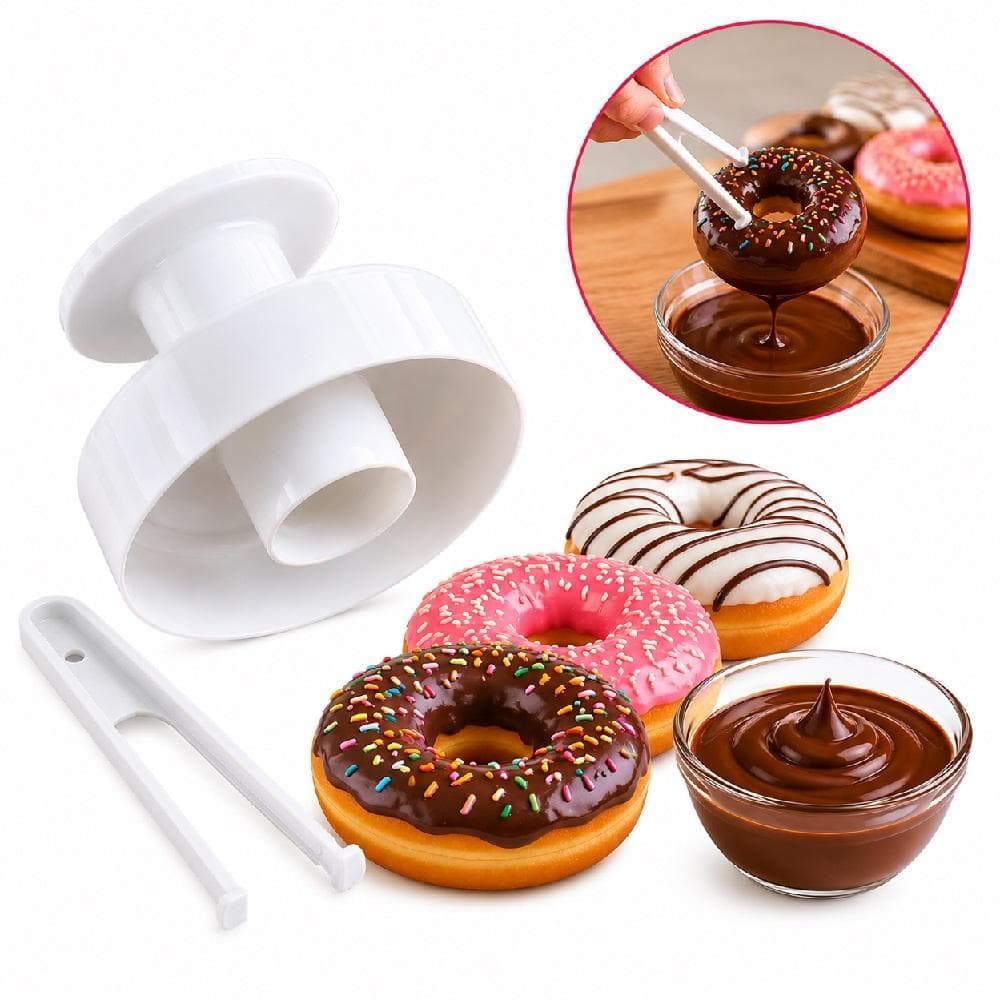 Cortador Donuts Modelador Massa Forma Rosquinha Kit Confeitaria Molde Manual Pinça Cobertura Multiuso