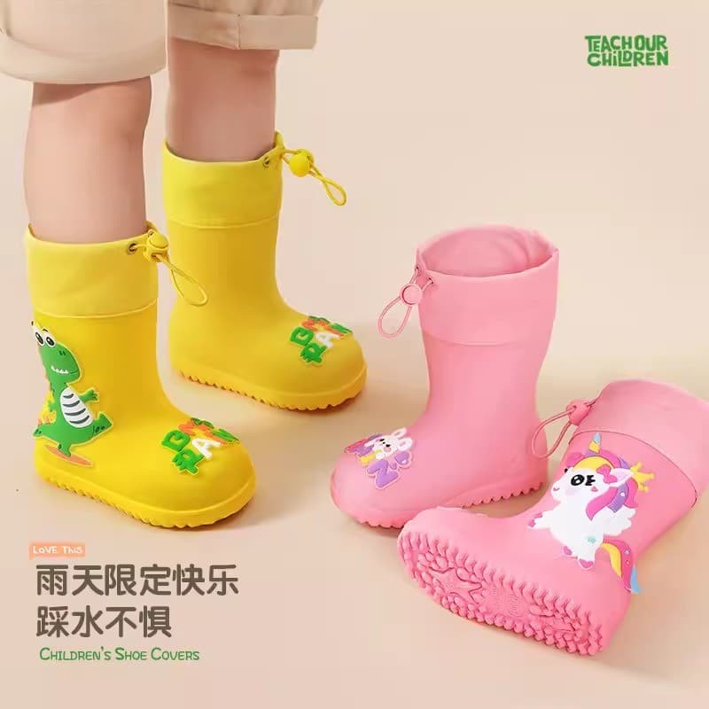Crianças botas de chuva meninos meninas Anti-deslizamento botas de chuva do bebê jardim de infância sapatos de água à pr