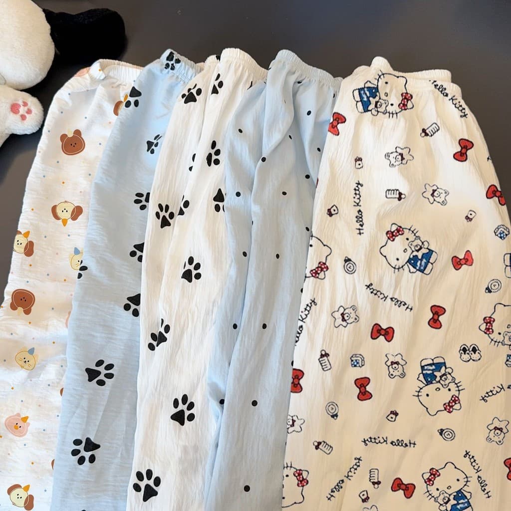 Calça Casual feminina com pegada de cachorro branco, pode usar nuvem externa de algodão, verão, novo estilo, estilo preg