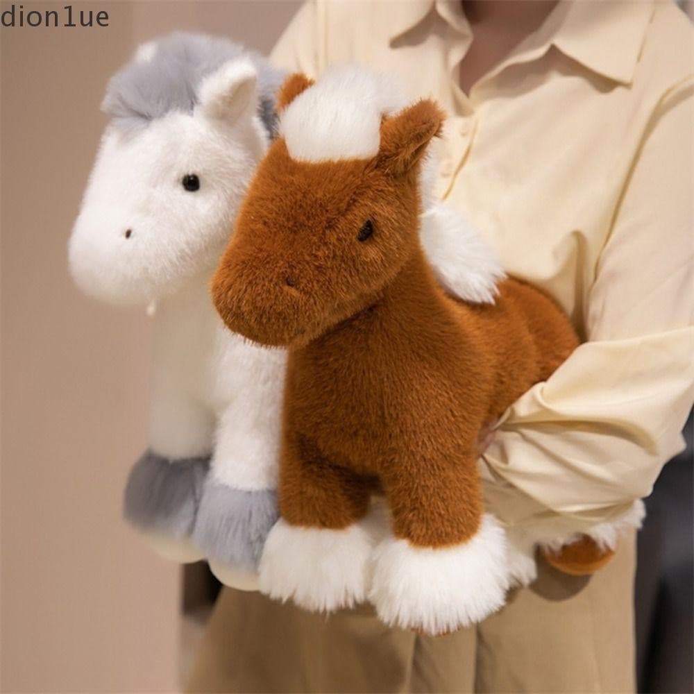 DION1UE Boneca De Pelúcia De Potro , Brinquedos Pônei De Simulação Em Pé , Juba Longa Adorável Brinquedo Cavalo De Desen
