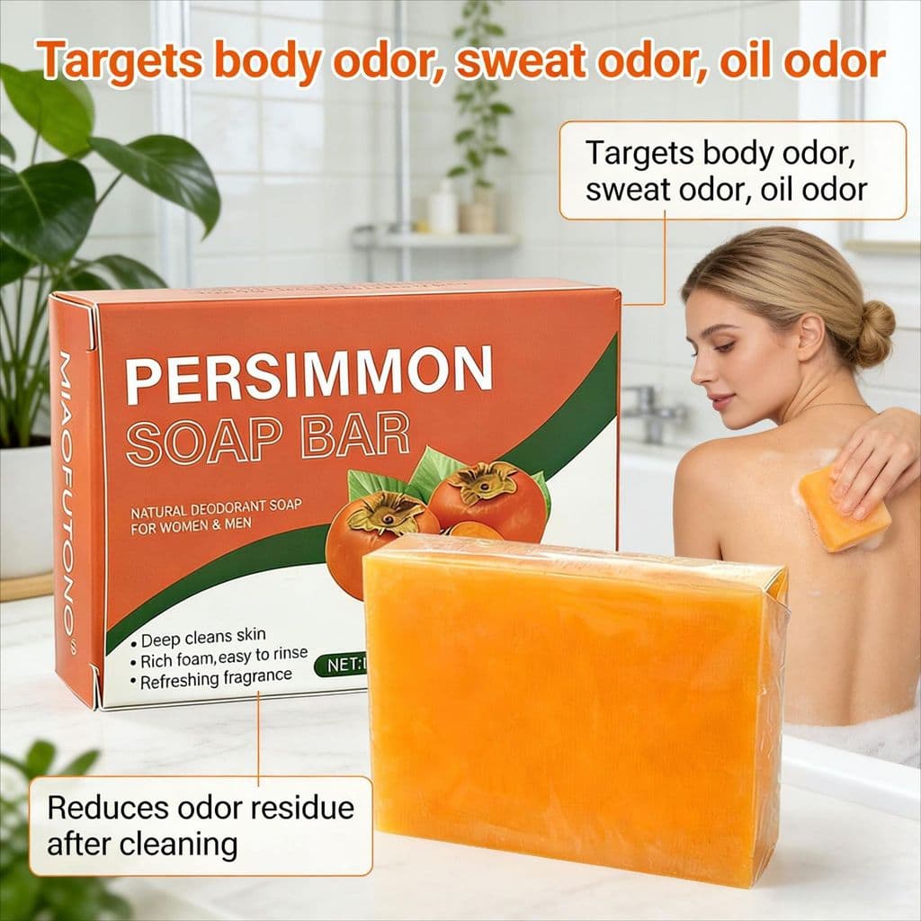 Sabonete Hidratante Natural Artesanal, Sabonete com Aroma de Caqui para Remoção de Odor Corporal e Limpeza