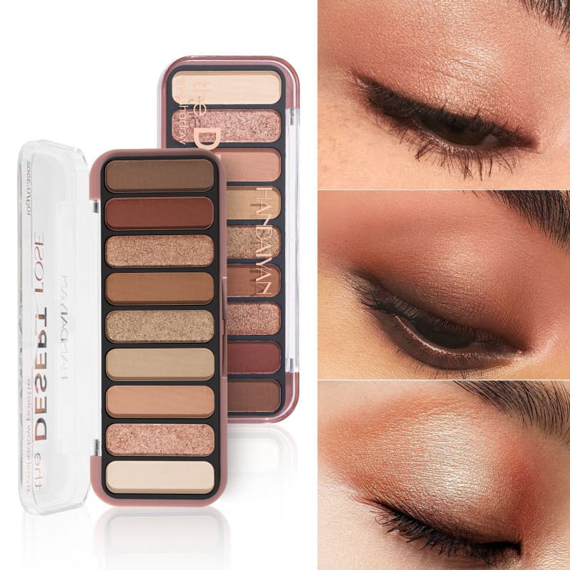 Handaiyan Paleta de sombras de 9 cores perolado fino brilho fosco paleta de sombras de cor terra