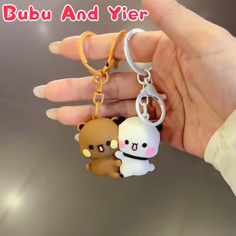 Panda Bubu E Yier Abraço Magnético Chaveiro Dos Desenhos Animados Dudu Pingente Mochila Presente