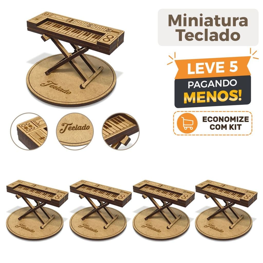 KIT 5 Miniaturas Instrumento Musical Teclado | Presente | Brinde | Decoração
