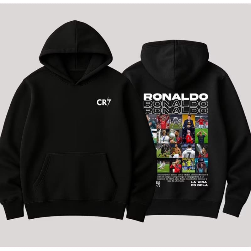 Moletom Canguru CR7 Cristiano Ronaldo Unissex Flanelado 100% Algodão Envio Rápido