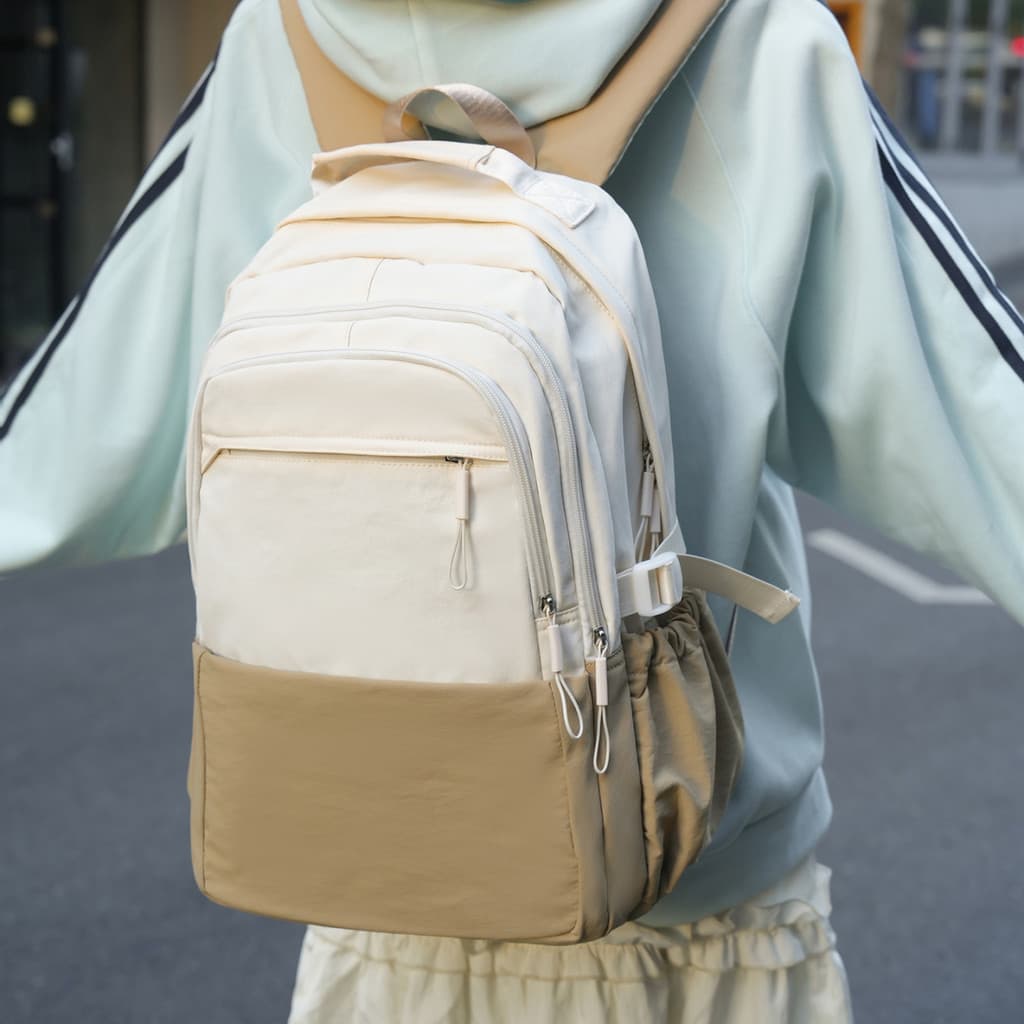 Mochila feminina leve esportes ao ar livre Multi-camada saco de escola viagem de negócios saco de computador grande capa
