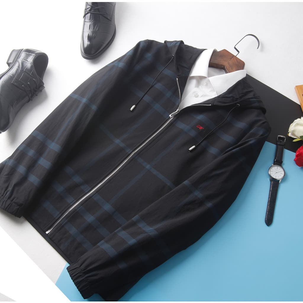 HL35195 Sea Series Jaqueta masculina com capuz Chuck Jaqueta xadrez primavera outono esportes estilo Casual jovem