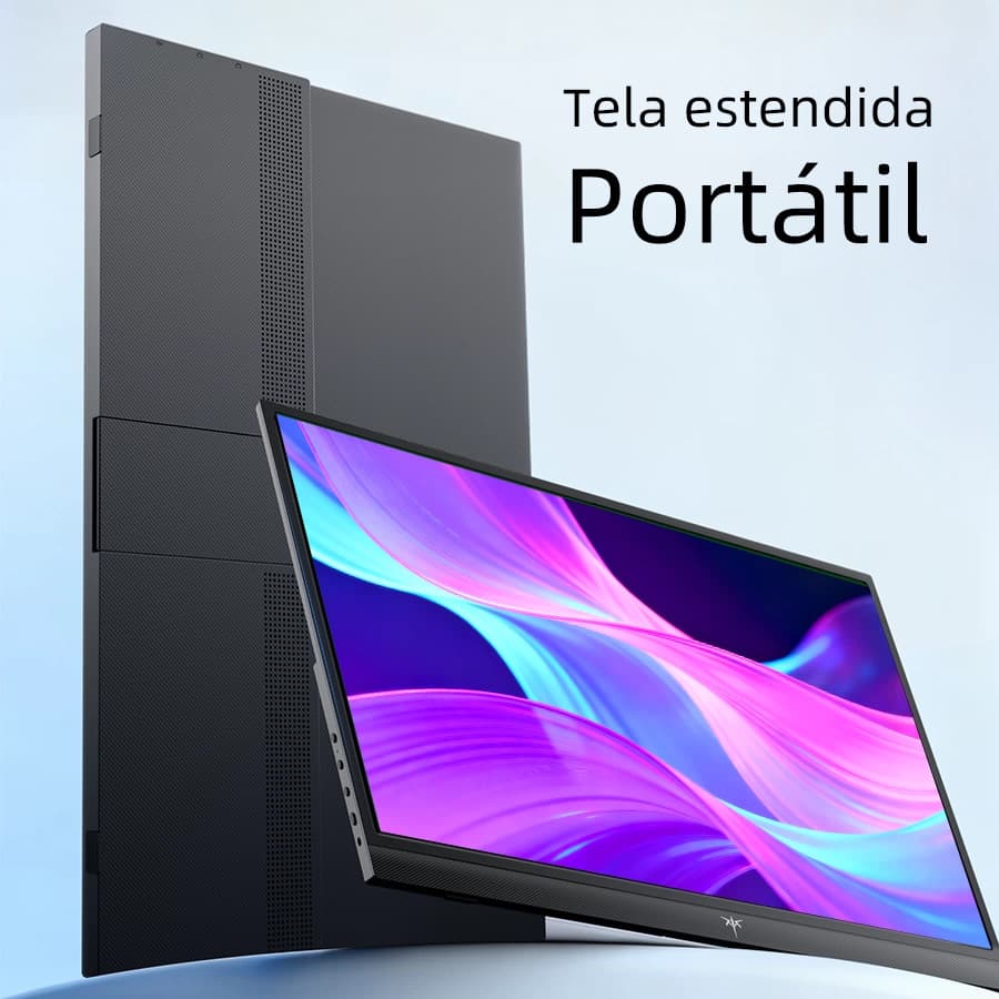 Monitor Portátil 15.6" 1920*1080P FHD IPS 60Hz Tela de Expansão USB-C/HDMI para Notebook/PC/Switch/PS4/Jogos/Celular