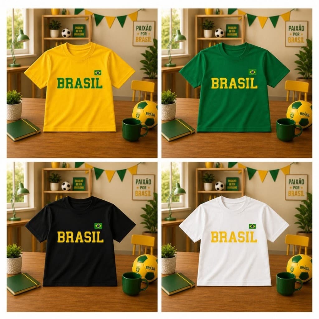 Camiseta Infantil Brasil Confortável Casual