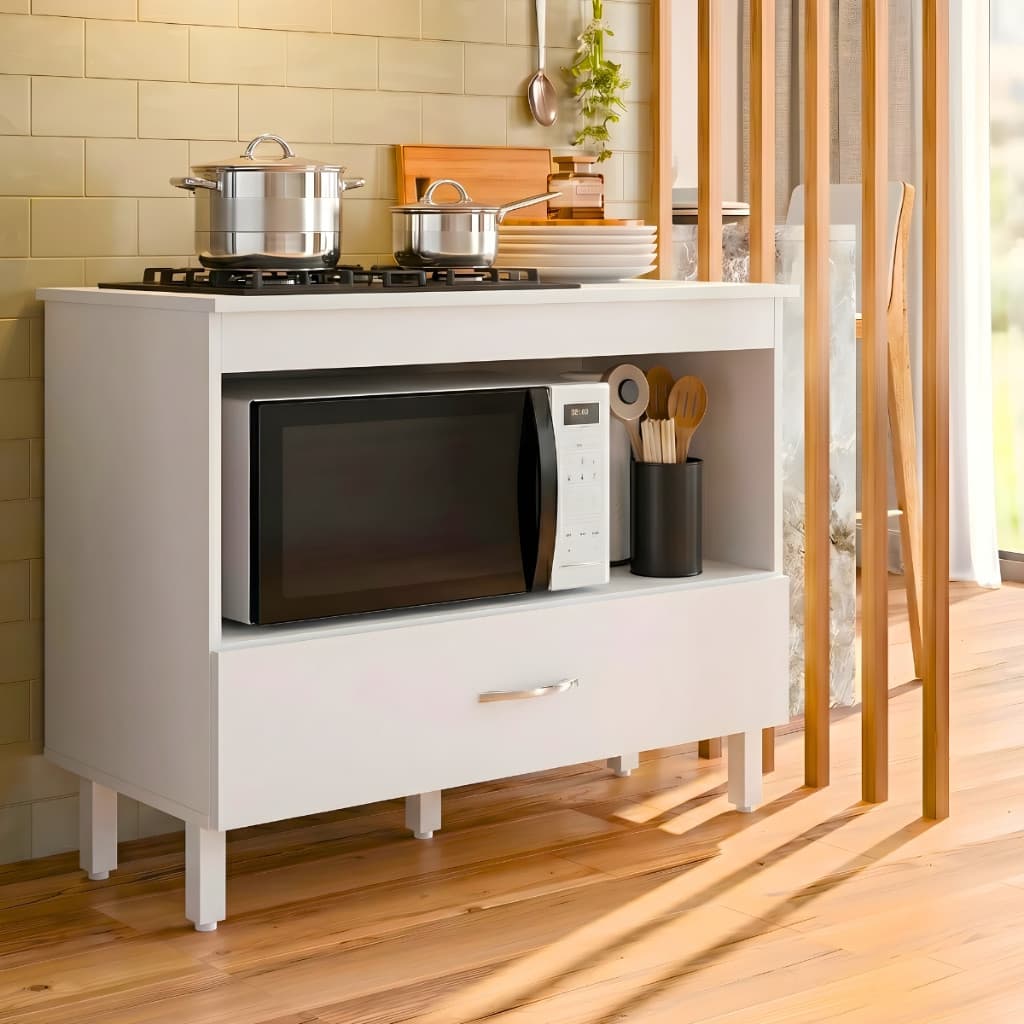 QUEIMA DE ESTOQUE! Balcão de Cooktop 4 e 5 Bocas Armário Para Cozinha Com Gaveta Nicho Forno Fogão