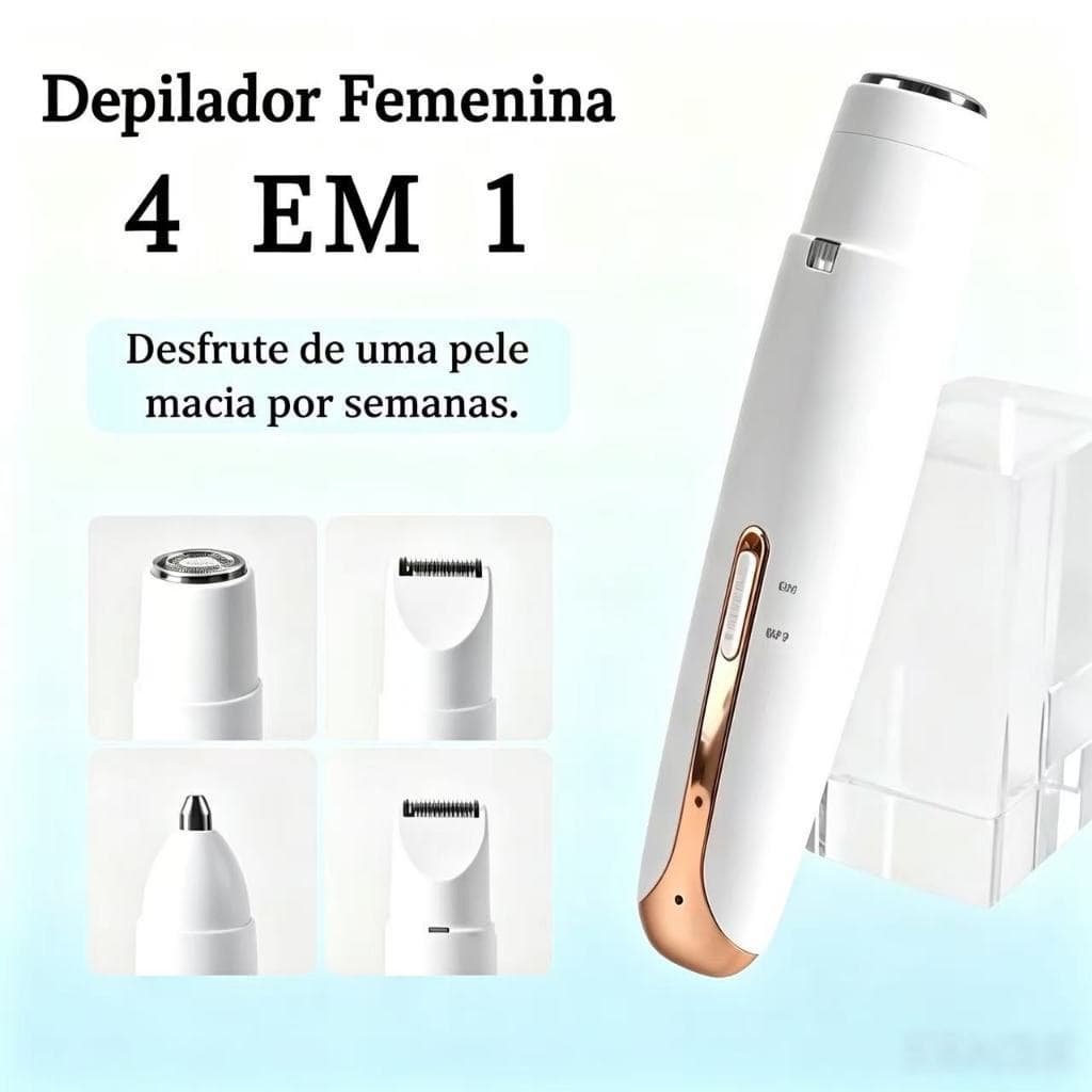 Depilador Elétrico Feminino 4 Em 1 Barbeador Corpo Aparador De Pêlos Nariz E Sobrancelhas Recarregável