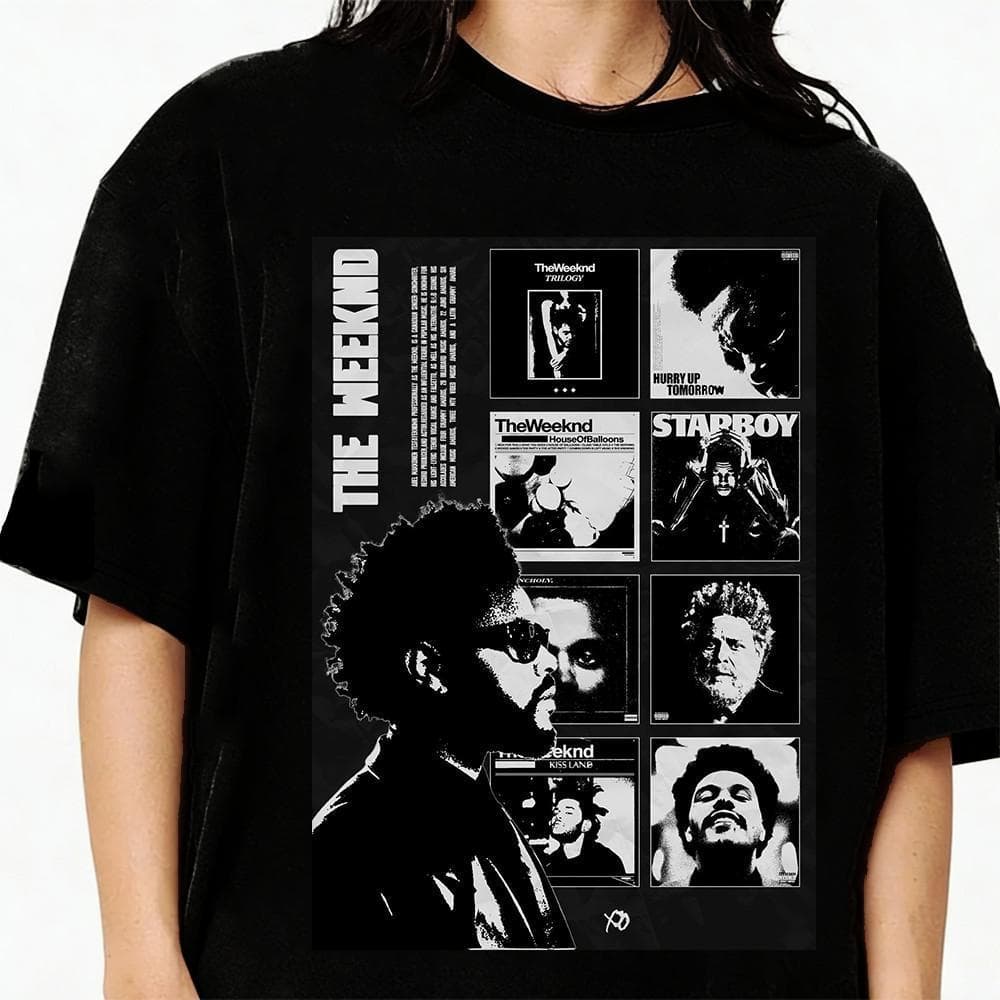 2026 Camiseta Masculino Feminino Algodão The Weeknd Ablum Turnê R&B  Starboy