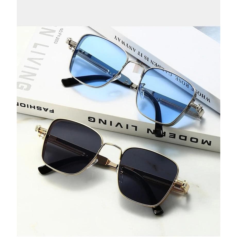 Óculos de Sol Masculinos Estilo Vintage Steampunk Novacacia com Mola de Metal Personalizada ﻿     1PPD.