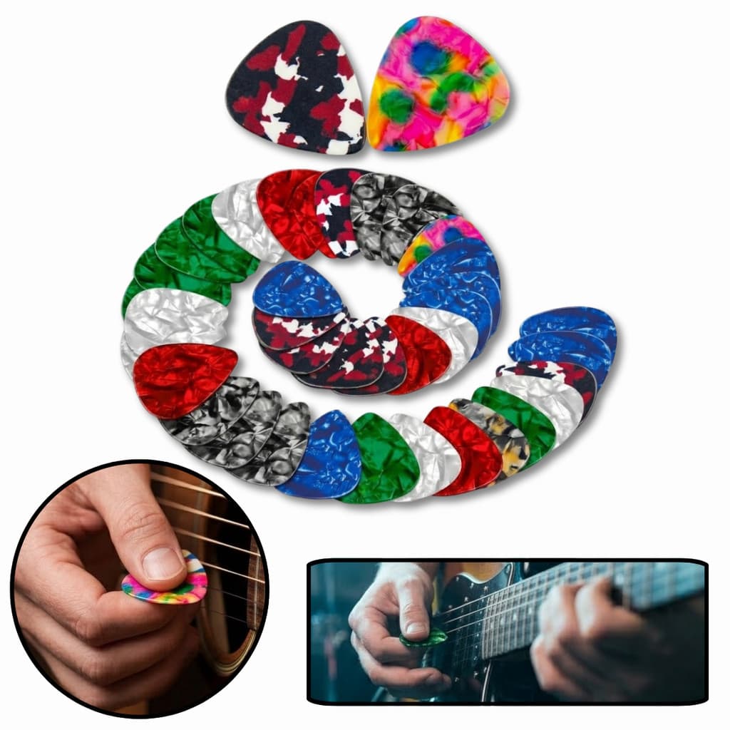 Kit 10 Palhetas Premium Celuloide para Guitarra Baixo Cavaco Ukulele Medidas a Escolher