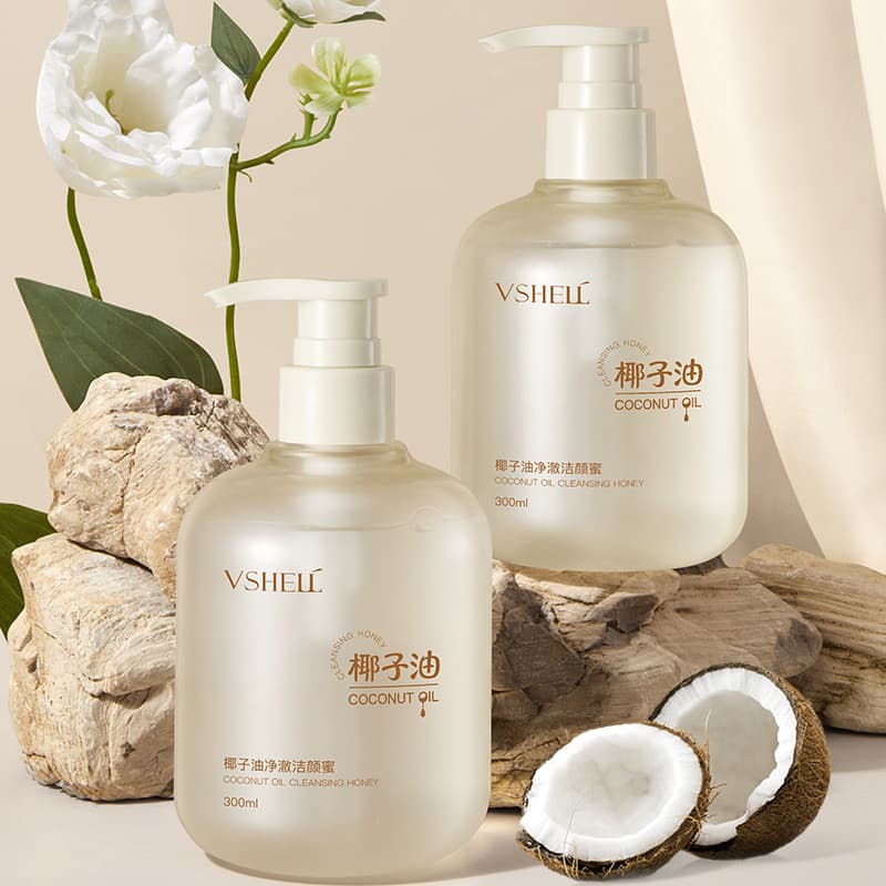 VSHELL Plant Shell Óleo de Coco Purificante Hidratante Hidratante Mel de Limpeza 300ml 丨 Produto Genuíno Oficial D