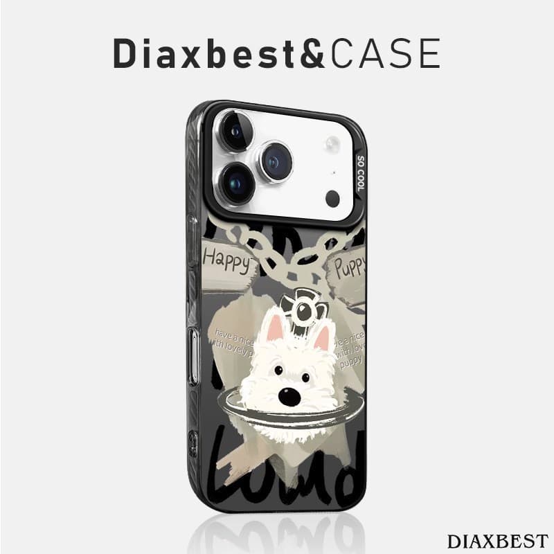 Adequado para capa de telefone oppoa97 Cool Black Puppy 5g Novo estilo a96 Premium A93S Pulseira a72 Fosco a58 Cor Prata