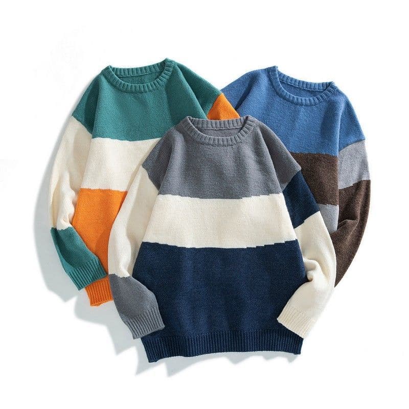 Outono inverno estilo japonês Casual cor combinando pequeno fresco solto em torno do pescoço camisola casal masculino us
