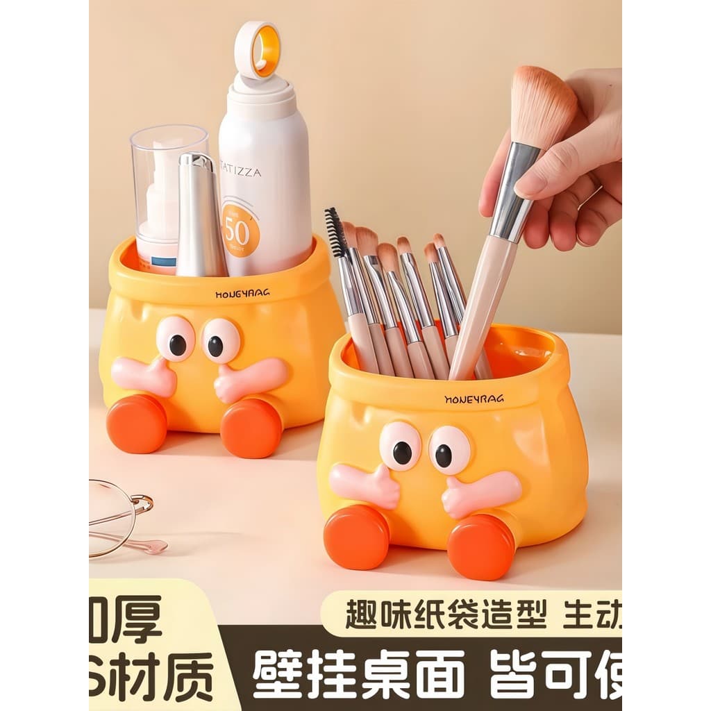 Criativo dos desenhos animados saco de papel caneta titular ornamentos armazenamento escritório Desktop decoração bens g