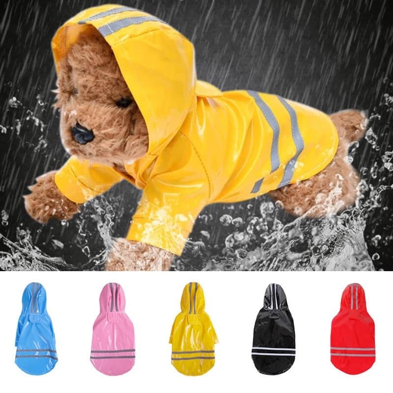 Animal De Estimação Pequeno Cão Capa De Chuva Plutônio Reflexivo Roupas À Prova Dwaterproof Água Com Capuz Macacão Para