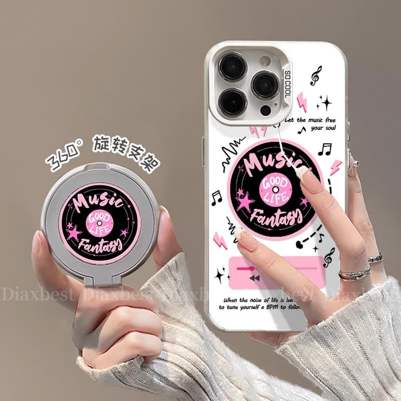 Ruído musical adequado para capa de telefone oppoa97 5g novo estilo a96 giratório A93S suporte a72 fosco a58 cor prata a