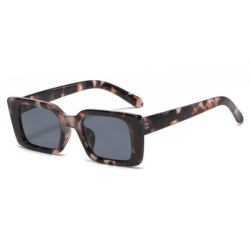 Óculos de Sol Retangulares Pequenos da Moda para Mulheres, Estilo Retrô com Estampa de Leopardo, Óculos de Sol Quadrados