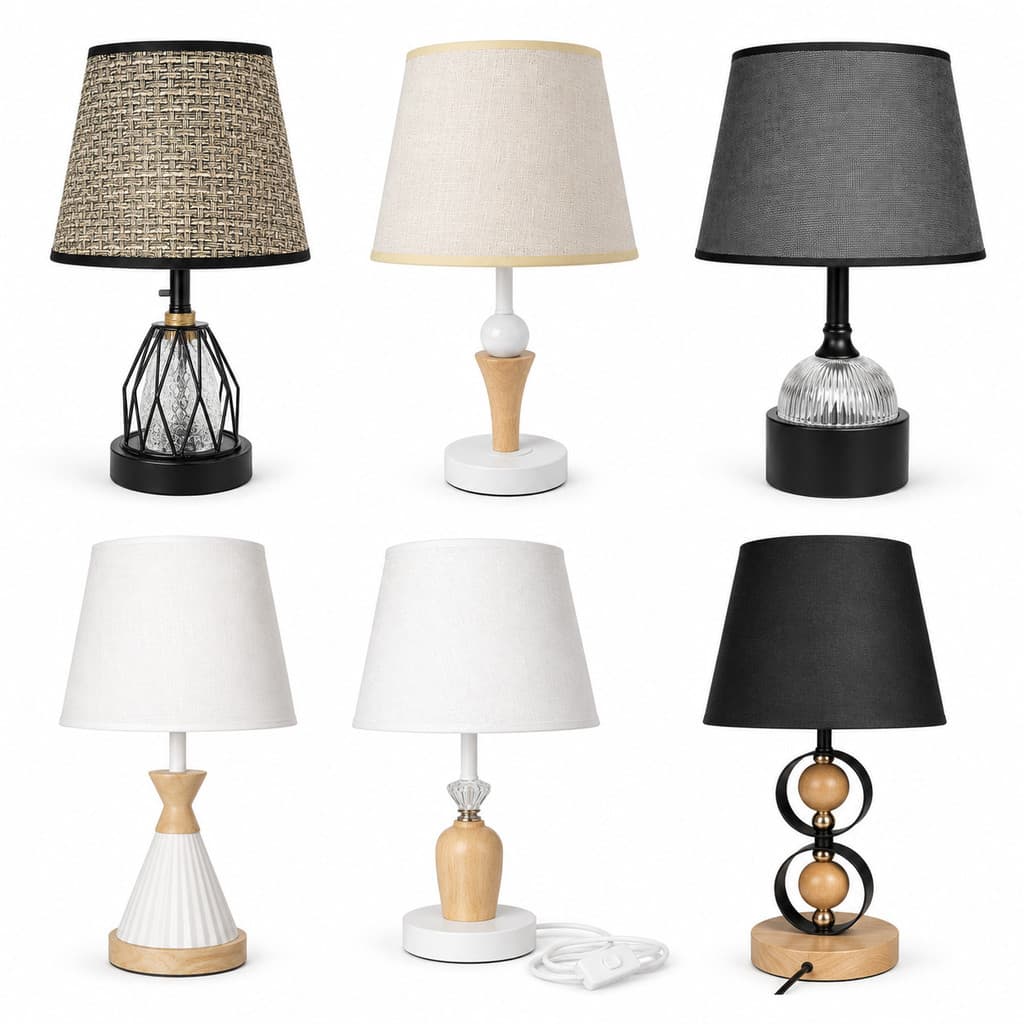 Abajur Luminária de Mesa Bivolt Base de Metal com Cúpula para Quarto e Sala