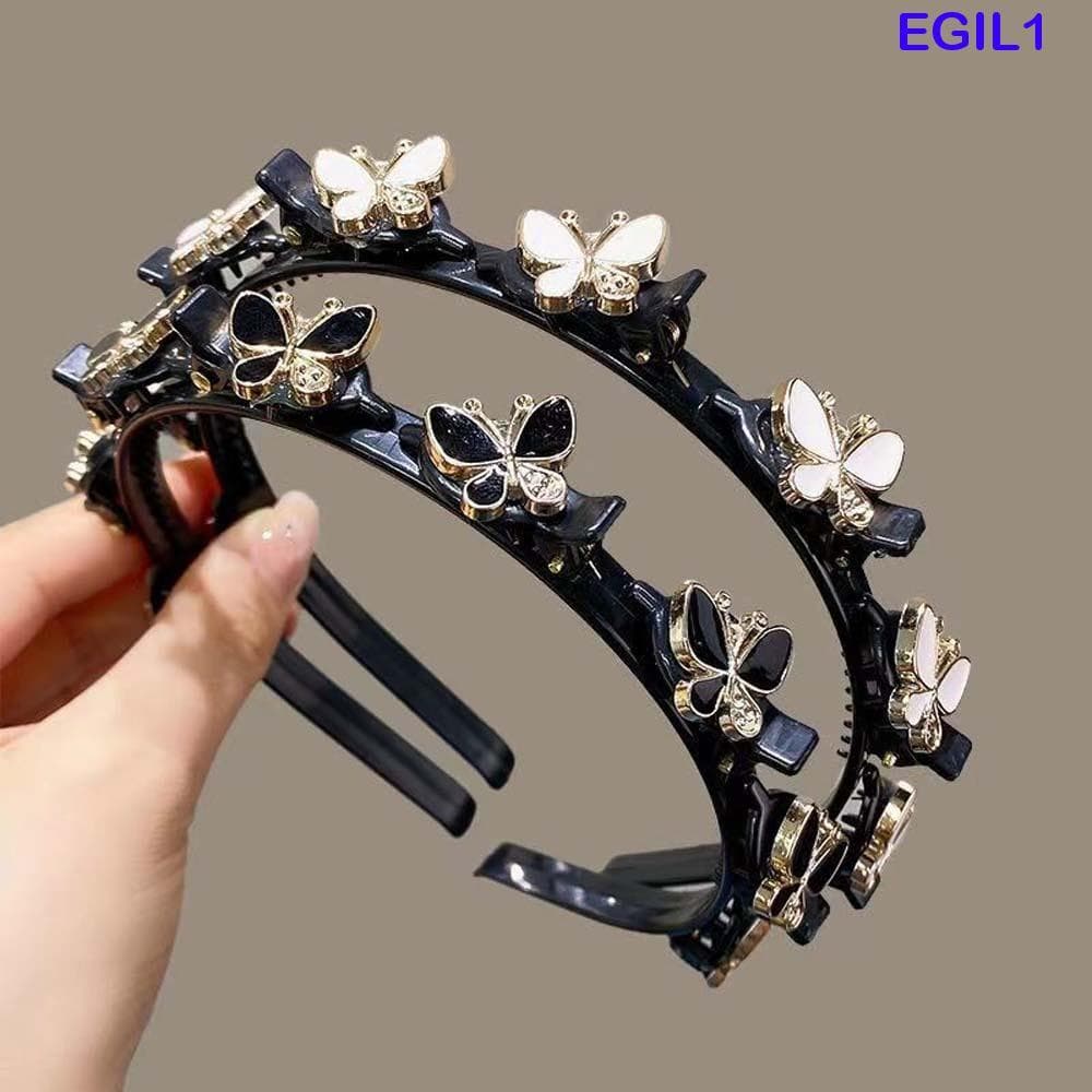 EGIL1 Faixas De Cabelo Com Grampos , Argola Borboleta Feminina Doce Estilo Francês , Ferramenta De Tecelagem De Plástico