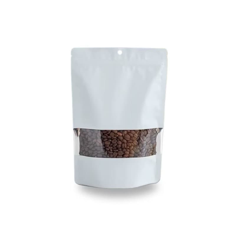 Saco Zip Stand Up Pouch Branco Impermeável C/ Visor 50un.