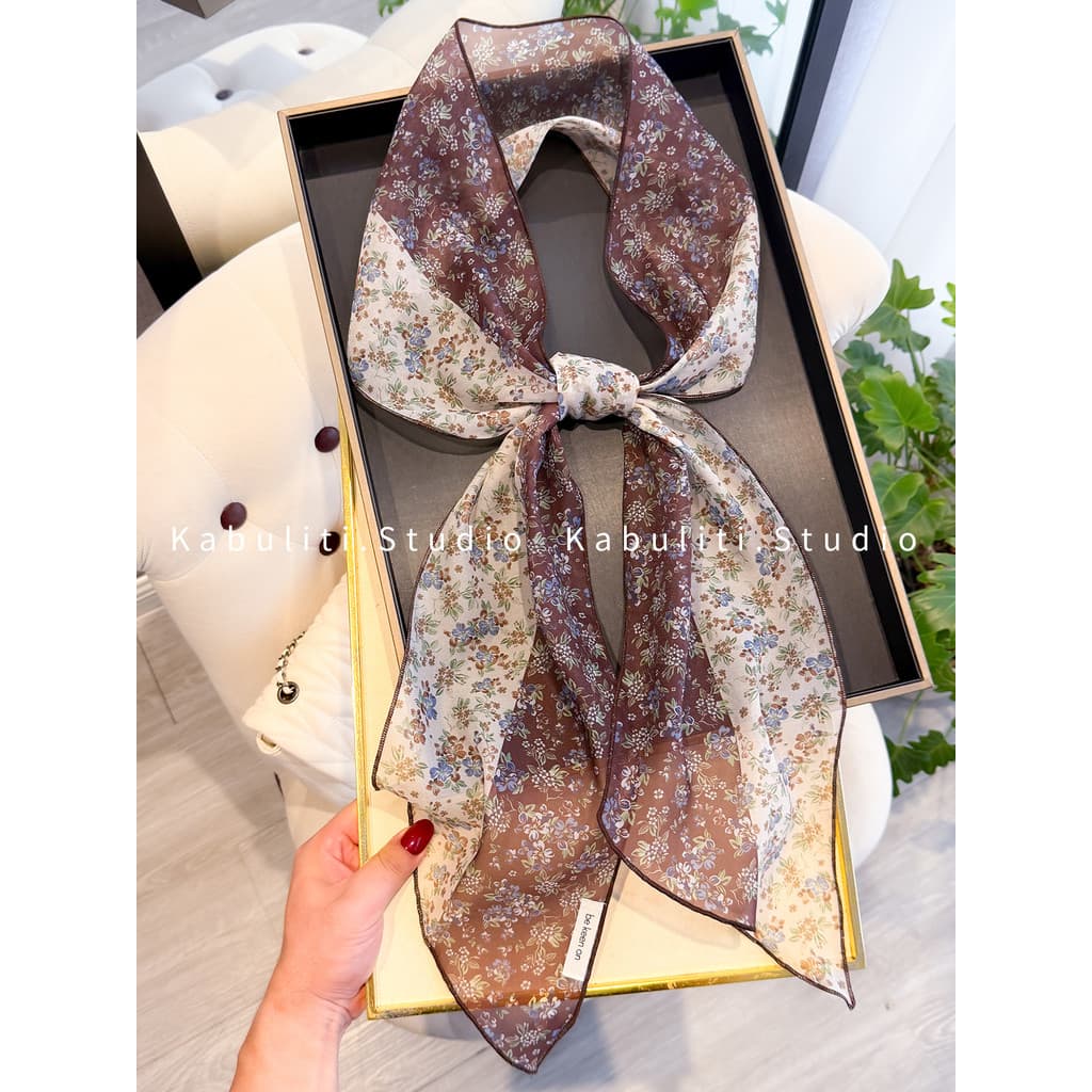Retro pequeno listrado lenço de seda feminino primavera outono verão cinto faixa de cabelo pescoço proteção cachecol pes