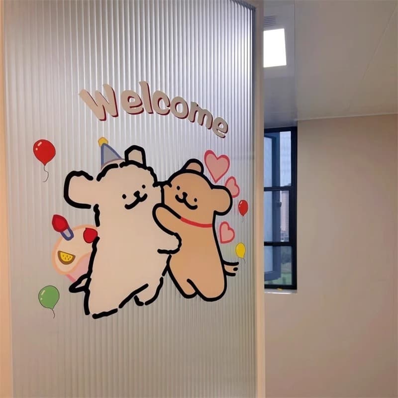 [Nova casa 100 expresso] linha filhote de cachorro adesivos de porta de banheiro banheiro cozinha adesivos de vidro está