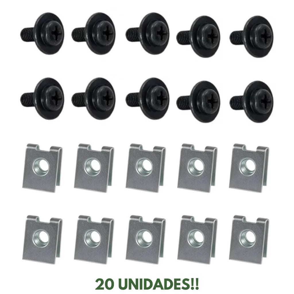 KIT PARAFUSO FIXAÇÃO CARENAGEM C/PRESILHA 20PÇs FAROL TITAN 125 150 160 / FAN 125 150 160 / BIZ 100 110 125