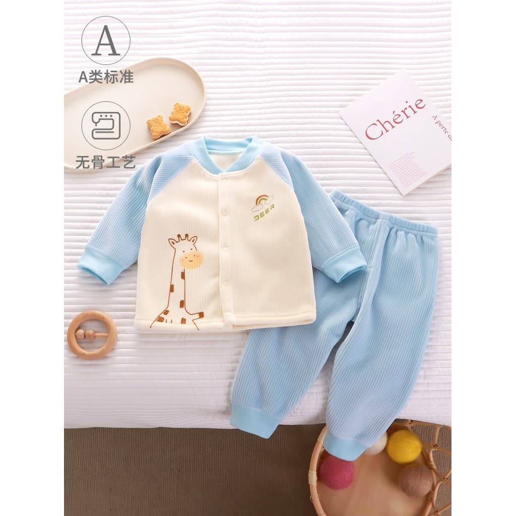 Conjunto de roupas térmicas para bebês, outono inverno, forro de lã, roupa íntima térmica dividida, conjunto de duas peç