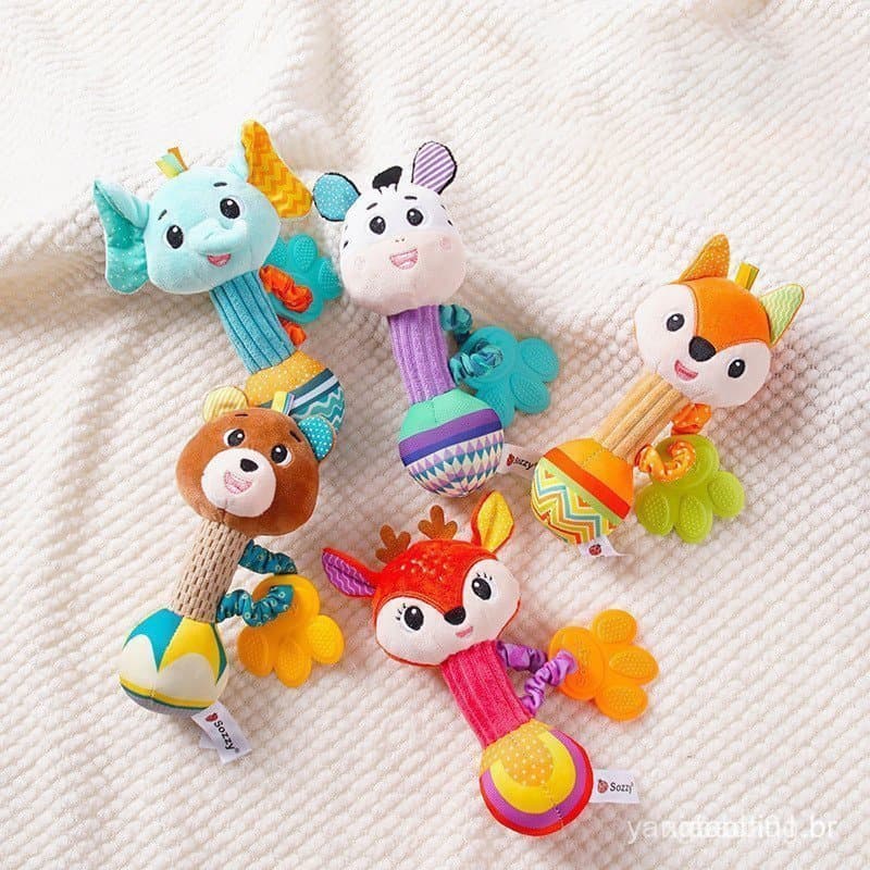 Sozzy teethers , Pequenos Palitos De Mão De Animais , Brinquedos De Guizo Bebê