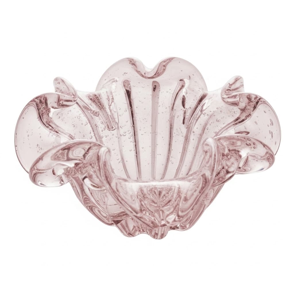 Centro de Mesa Decorativo de Vidro Murano Italy Rosa Claro 21x10cm Lyor