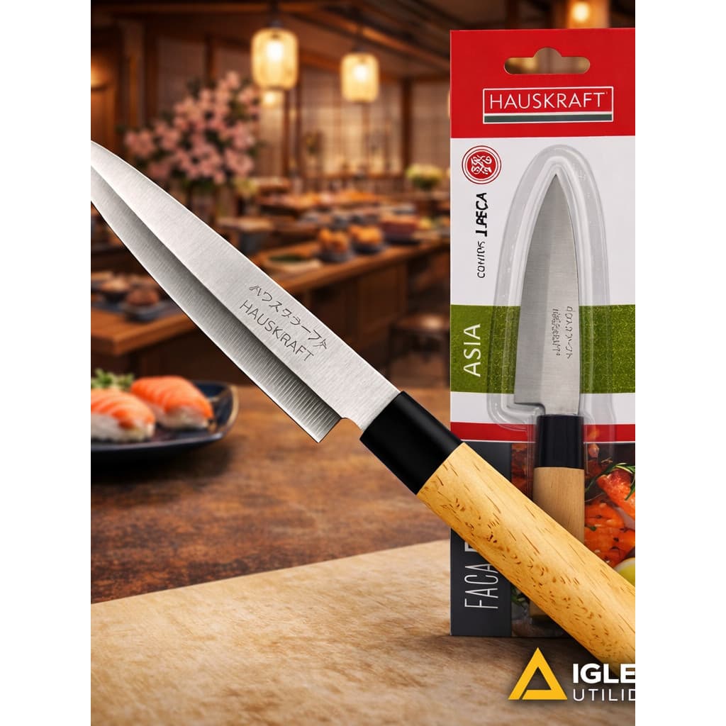Faca de Sushi Sashimi Peixes Leguminosas Verduras Yanagui ou Samurai 8pol Cor Aço Inox