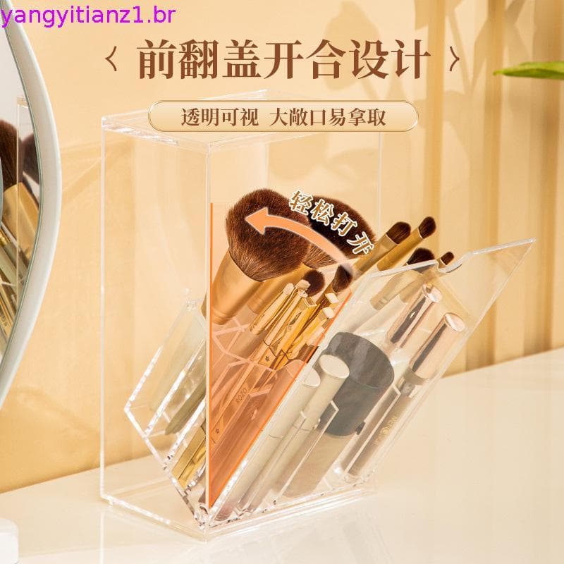 [beautifulhome] Suporte Para Pincel De Maquiagem Transparente Flip-Top Caixa De Armazenamento De Cosméticos Organizador