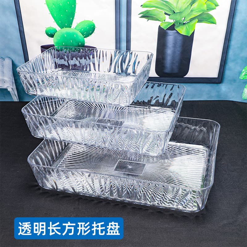 Bandeja de armazenamento de plástico transparente retangular cozinha frutas vegetais limpeza bandeja de drenagem Desktop