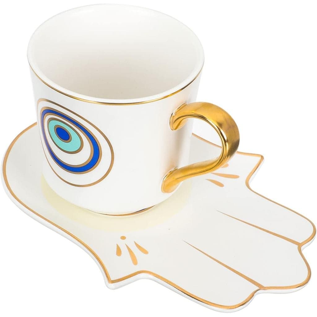 Conjunto de Xícaras de Chá Angoily, Canecas de Latte, Conjunto de Xícaras de Café Olho Turco, Caneca de Café de Cerâmica