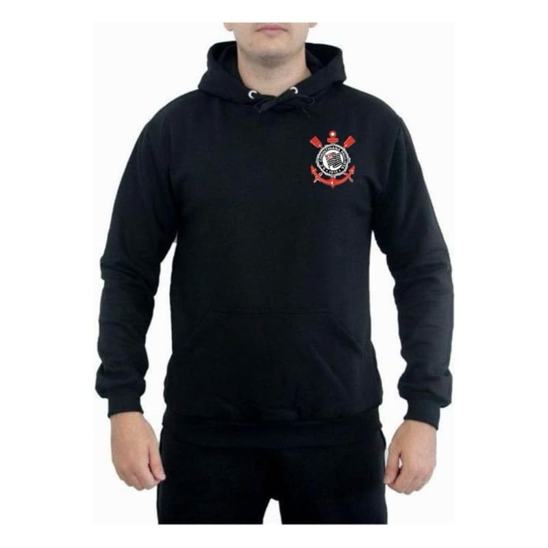 Blusa Moletom Canguru Timão Futebol Corinthians Time Futebol Blusa de Frio Torcedor Corintiano