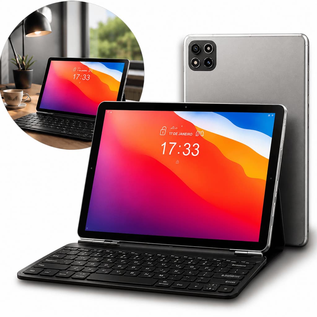Tablet Com Teclado 10.1 E Mouse 12GB RAM Android Wifi Com Chip 4G LTE Estilo Notebook Trabalho Estudos